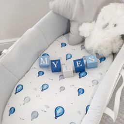 Minky Myles Baby Fitted Moses Basket Sheet. Cotton Hot Air Balloon Nursery Sheet. Crease. Baby Bedding Crib Sheets in White - thumbnail 1