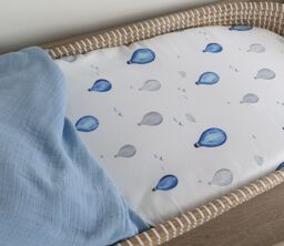 Minky Myles Baby Fitted Moses Basket Sheet. Cotton Hot Air Balloon Nursery Sheet. Crease. Baby Bedding Crib Sheets in White - thumbnail 3