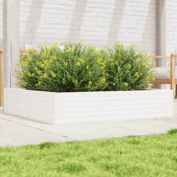 Berkfield Home Garden Planter White 110x110x23 cm Solid Wood Pine - Size: 110 x 110 x 23 cm - thumbnail 2