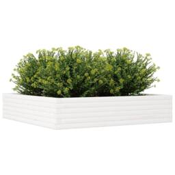 Berkfield Home Garden Planter White 110x110x23 cm Solid Wood Pine - Size: 110 x 110 x 23 cm - thumbnail 4