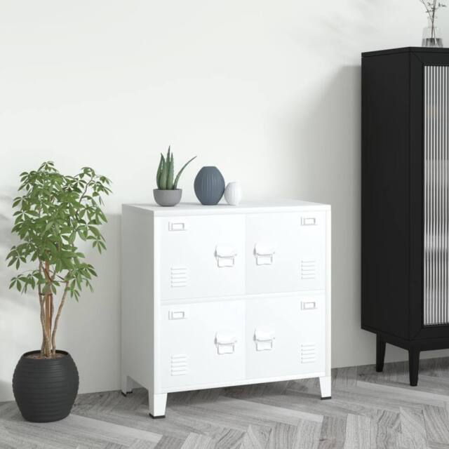 Berkfield Home Industrial Storage Chest White 75x40x80 cm Steel - Size: 75 x 40 x 80 cm - image 1
