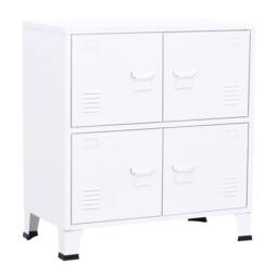 Berkfield Home Industrial Storage Chest White 75x40x80 cm Steel - Size: 75 x 40 x 80 cm - thumbnail 2