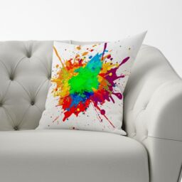 Warren Reed - Designer Paint Splash Cushions in Green - Size: 60 cm x 60 cm - thumbnail 2