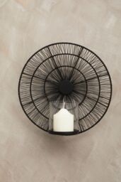 Orsina Wall Sconce, Modern Glass Candle Holder, Luxe Metal Art, Modern Wall Scone, Industrial Accent in Black - thumbnail 2