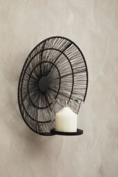 Orsina Wall Sconce, Modern Glass Candle Holder, Luxe Metal Art, Modern Wall Scone, Industrial Accent in Black - thumbnail 3