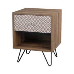 Lemon Pavilion Furniture Casablanca 1 Drawer Lamp Table - Wood - L35 x W39 x H50 cm - Brown - Size: 1 Pack - thumbnail 2