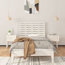 Berkfield Home Wall Headboard White 96x3x63 cm Solid Wood Pine - Size: 96 x 3 x 63 cm - thumbnail 3