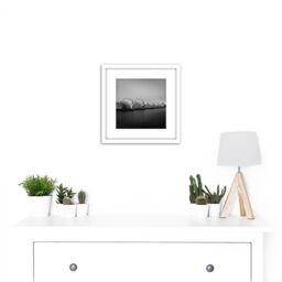 Artery8 Warby Thames Barrier River View Photo 8X8 Inch Square Wooden Framed Wall Art Print Picture with Mount in White - thumbnail 2