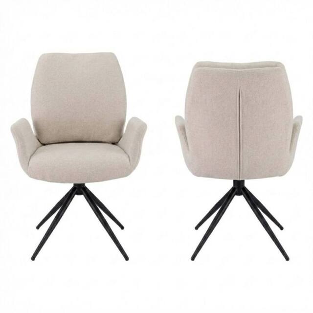 HOME LUXE INTERIOR Set of 2 Beige Fairmont 360 Swivel Dining Chairs - Modern Fabric - image 1