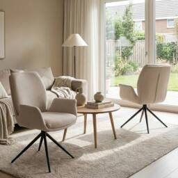 HOME LUXE INTERIOR Set of 2 Beige Fairmont 360 Swivel Dining Chairs - Modern Fabric - thumbnail 4