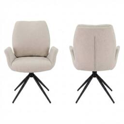HOME LUXE INTERIOR Set of 2 Beige Fairmont 360 Swivel Dining Chairs - Modern Fabric - thumbnail 1