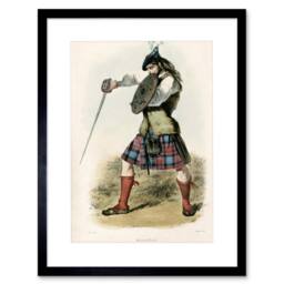 "Artery8 Painting Highland Clan Scotland Tartan Maclachlan Framed Art Print - Size: W12"" x H16""" - thumbnail 1