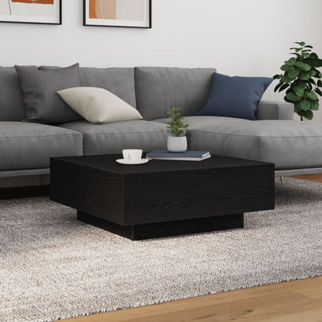 Berkfield Home Coffee Table with LED Lights Black Oak 80x80x31 cm - Size: 80 x 80 x 31 cm - image 1