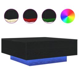 Berkfield Home Coffee Table with LED Lights Black Oak 80x80x31 cm - Size: 80 x 80 x 31 cm - thumbnail 4