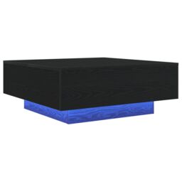 Berkfield Home Coffee Table with LED Lights Black Oak 80x80x31 cm - Size: 80 x 80 x 31 cm - thumbnail 2