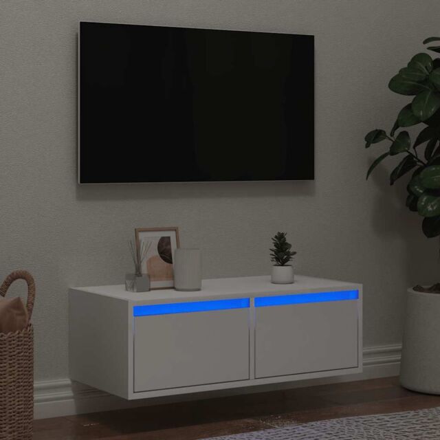 Berkfield Home TV Cabinet with LED Lights White 75x35.5x25 cm - image 1