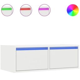 Berkfield Home TV Cabinet with LED Lights White 75x35.5x25 cm - thumbnail 2