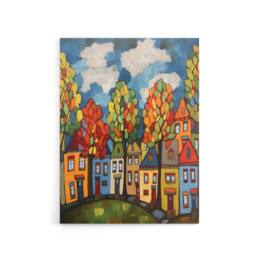 "Artery8 Colourful Cityscape With Autumn Trees Canvas Wall Art Print - Size: W18"" x H24""" - thumbnail 1