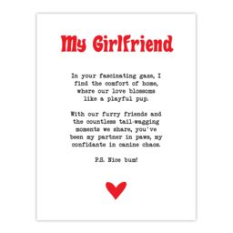 "Artery8 Love Poem Dog Lover Girlfriend Romantic Poetry Wall Art Print in White - Size: W24"" x H32""" - thumbnail 1