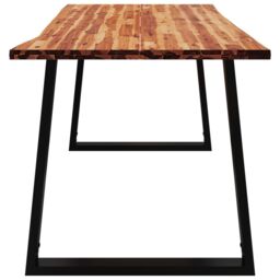 Berkfield Home Dining Table with Live Edge 160x80x75 cm Solid Wood Acacia in Brown - Size: 160 x 80 x 75 cm - thumbnail 5