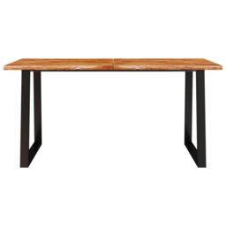 Berkfield Home Dining Table with Live Edge 160x80x75 cm Solid Wood Acacia in Brown - Size: 160 x 80 x 75 cm - thumbnail 4