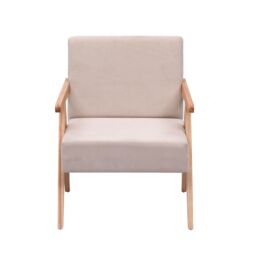 Nordlys Scandinavian Lounge Armchair with Wooden Frame & Fabric in Beige - thumbnail 8