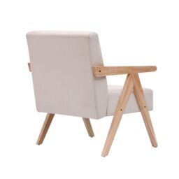 Nordlys Scandinavian Lounge Armchair with Wooden Frame & Fabric in Beige - thumbnail 9