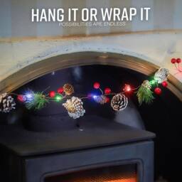 Globrite Christmas Garland with Lights 6.5ft/2M 20 LED Multi Coloured Indoor Decor - thumbnail 4