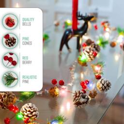 Globrite Christmas Garland with Lights 6.5ft/2M 20 LED Multi Coloured Indoor Decor - thumbnail 7