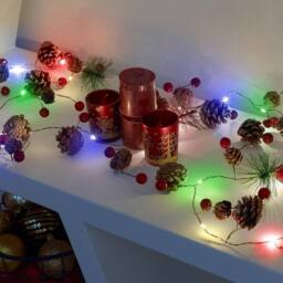 Globrite Christmas Garland with Lights 6.5ft/2M 20 LED Multi Coloured Indoor Decor - thumbnail 1