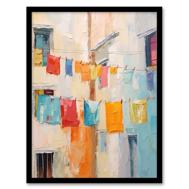 Wee Blue Coo Wall Art Print Every Day Is Laundry Day Multicoloured Living Room Framed - Size: A4 - image 1