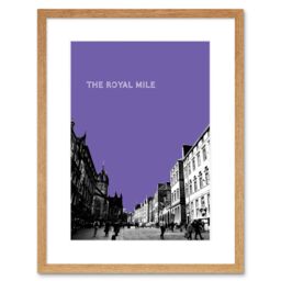 "Artery8 Wall Art Print Royal Mile Edinburgh Scotland Famous Street Purple Framed Art in Beige - Size: W7"" x H9""" - thumbnail 1