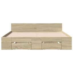 Berkfield Home Bed Frame with Drawers without Mattress Sonoma Oak 135x190 cm Double in Brown - thumbnail 4