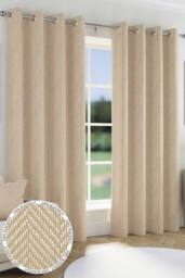 Enhanced Living 'Chester' Natural Herringbone Jacquard Eyelet Blackout Curtains Pair - Size: 117 cm width x 137 cm drop - thumbnail 1