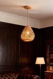 Living and Home E27 Rattan-woven Ceiling Pendant Light in Light Brown - thumbnail 4