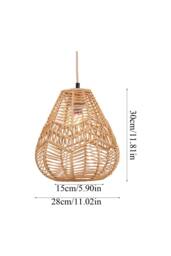 Living and Home E27 Rattan-woven Ceiling Pendant Light in Light Brown - thumbnail 2