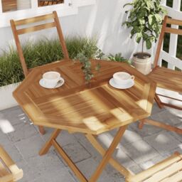 Berkfield Home Table Top 80x80x2.5 cm Octagonal Solid Wood Teak in Brown