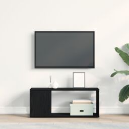 Berkfield Home White TV Stand 80x24x32 cm Made from Engineered Wood in Black - Size: 80 x 24 x 32 cm