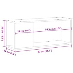 Berkfield Home White TV Stand 80x24x32 cm Made from Engineered Wood in Black - Size: 80 x 24 x 32 cm - thumbnail 9