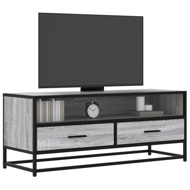 Berkfield Home TV Cabinet Grey Sonoma 100x34.5x40 cm Engineered Wood & Metal - image 1