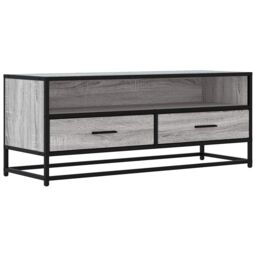 Berkfield Home TV Cabinet Grey Sonoma 100x34.5x40 cm Engineered Wood & Metal - thumbnail 2