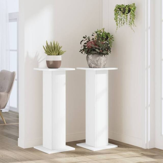 Berkfield Home Plant Stands 2 pcs White 30x30x80 cm Engineered Wood - Size: 30 x 30 x 80 cm - image 1