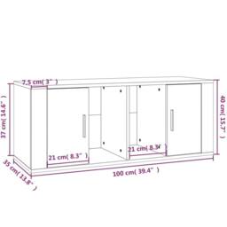 Berkfield Home TV Cabinet High Gloss White 100x35x40 cm Engineered Wood - Size: 100 x 35 x 40 cm - thumbnail 9