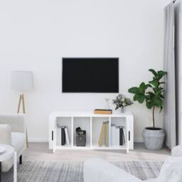 Berkfield Home TV Cabinet High Gloss White 100x35x40 cm Engineered Wood - Size: 100 x 35 x 40 cm - thumbnail 1