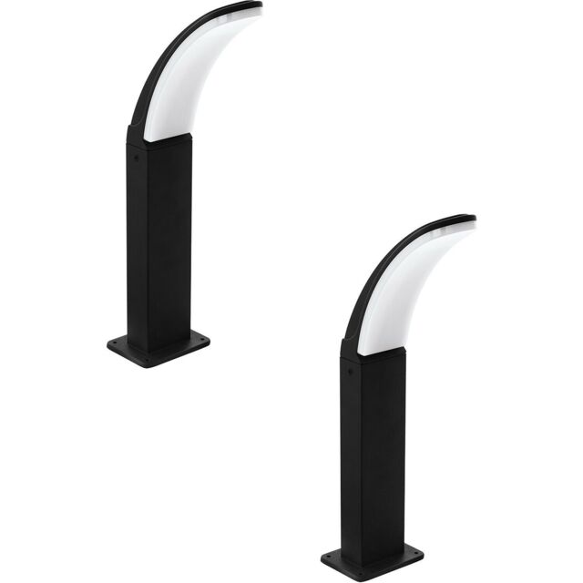 Loops 2 PACK IP44 Outdoor Pedestal Light Black Aluminium 11W LED Wall Post Lamp - image 1