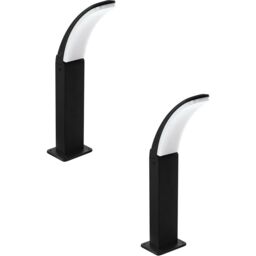Loops 2 PACK IP44 Outdoor Pedestal Light Black Aluminium 11W LED Wall Post Lamp - thumbnail 1
