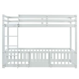 Matteo 3FT Bunk Bed, Bed With Fences & Door, Children's Bed With Fall Protection & Railings, Solid Wood in White - Size: Double - thumbnail 9
