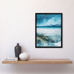 "Artery8 Luskentyre Beach Isle of Harris Outer Hebrides Framed Art Print in Blue - Size: W12"" x H16""" - thumbnail 4