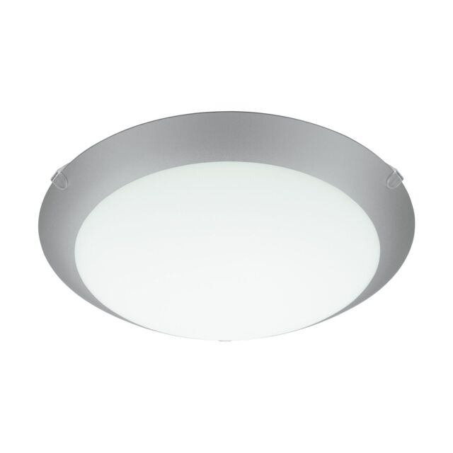 Loops Wall Flush Ceiling Light White Steel White Silver Satin Glass Bulb E27 1x60W - image 1