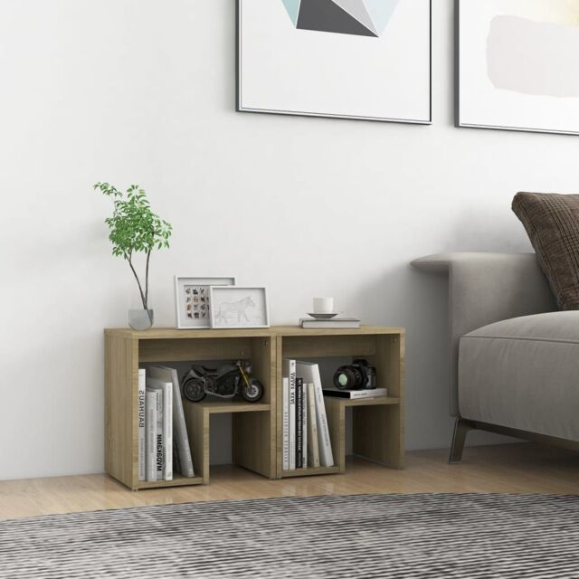 Berkfield Home Bed Cabinets 2 pcs Sonoma Oak 40x30x40 cm Engineered Wood in Brown - Size: 40 x 30 x 40 cm - image 1